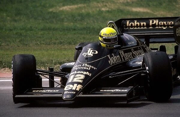 Formula One World Championship: Second place finisher Ayrton Senna Lotus 98T had probably the most spins of his career during practice; finding