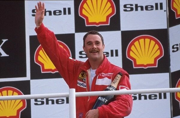 Formula One World Championship: Second placed finisher Nigel Mansell Ferrari 640