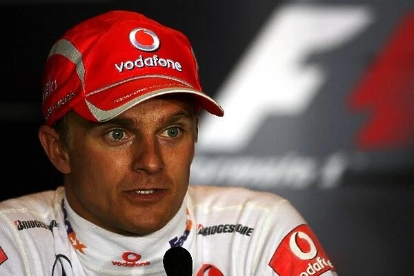 Formula One World Championship: Second placed Heikki Kovalainen McLaren in the post qualifying FIA Press Conference