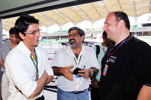 Formula One World Championship: Shahrukh Khan Bollywood Actor with Colin Kolles Hispania Racing F1 Team Team Principal and Vicky Chandhok