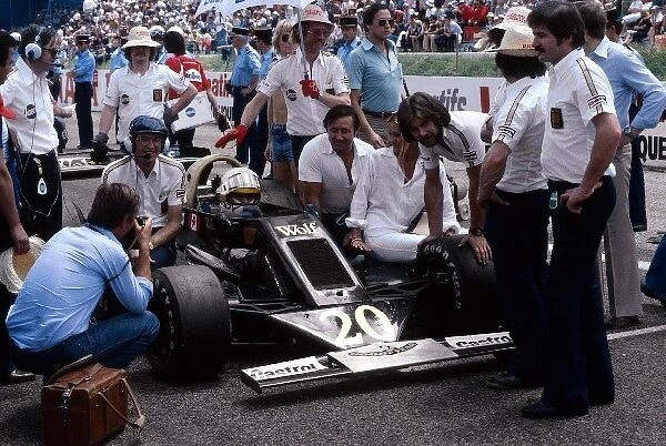 Formula One World Championship: Sixth placed Jody Scheckter Wolf WR5 waits on the grid before the start of the race