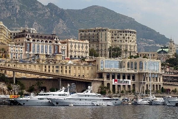 Formula One World Championship: A few small boats in the harbour outside the Grand Hotel