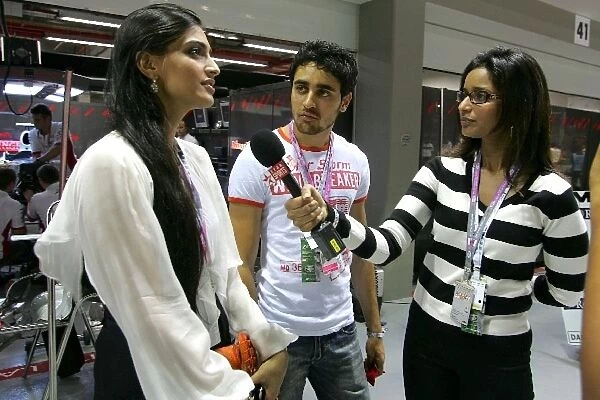 Formula One World Championship: Sonam Kapoor Bollywood Actress and Imran Khan Bollywood Actor in the Force India F1 pits