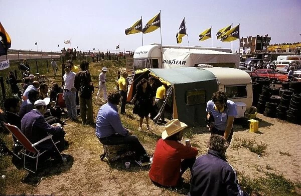 Formula One World Championship: Spectators relax behind the Goodyear hospitality tent