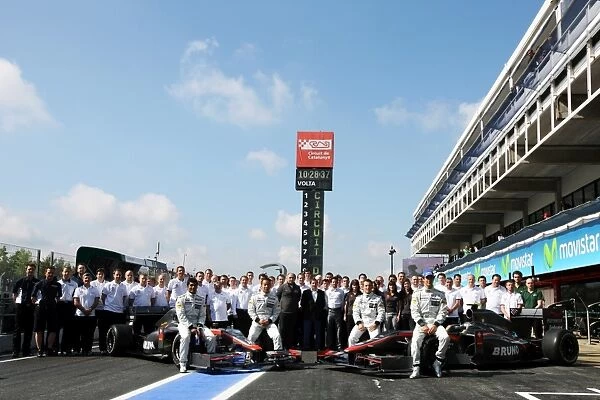 Formula One World Championship: A team photo for the Hispania Racing F1 Team with at the front: Karun Chandhok; Sakon Yamamoto Test and Reserve