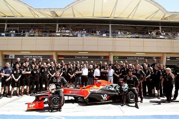 Formula One World Championship: Timo Glock Virgin Racing and Lucas di Grassi Virgin Racing VR-01 in a team photograph