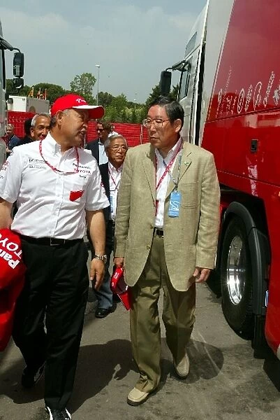 Formula One World Championship: Toshiro Kurusu Executive Vice-President Toyota Motorsport and Hiroshi Okuda Toyota Chairman
