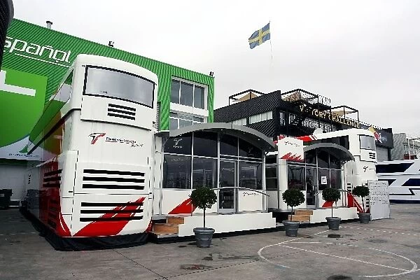 Formula One World Championship: Toyota motor home in the paddock area