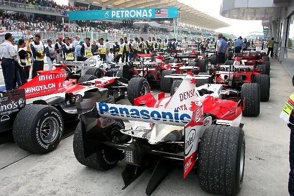 Formula One World Championship: Toyota TF106 in Parc Ferme at the end of the race