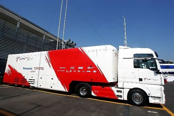 Formula One World Championship: Toyota truck in the paddock