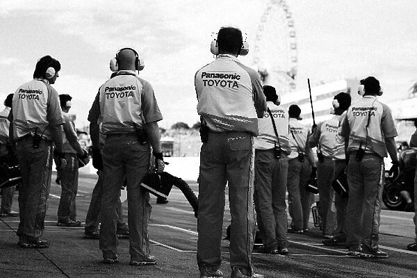 Formula One World Championship: Toyota wait in the pits