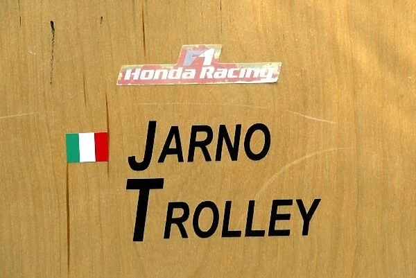 Formula One World Championship: A trolley belonging to Jarno Trulli Renault