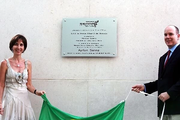 Formula One World Championship: Viviane Senna and HSH Prince Albert of Monaco unveil a plaque commemorating the 20th anniversary of Ayrton Senna s
