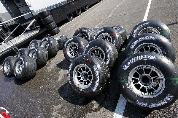 Formula One World Championship: Washed Michelin tyres