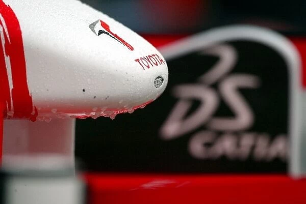 Formula One World Championship: A wet nosecone on a Toyota TF103