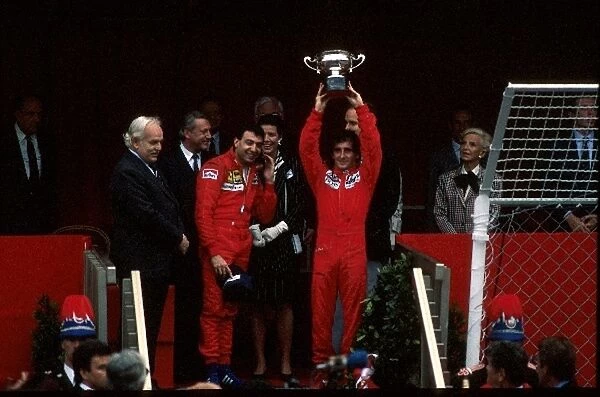 Formula One World Championship: Winner Alain Prost, with Michele Alboreto, 2nd place
