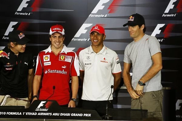 Formula One World Championship: The four World Championship contenders at the final round of the season in the FIA Press Conference: Sebastian