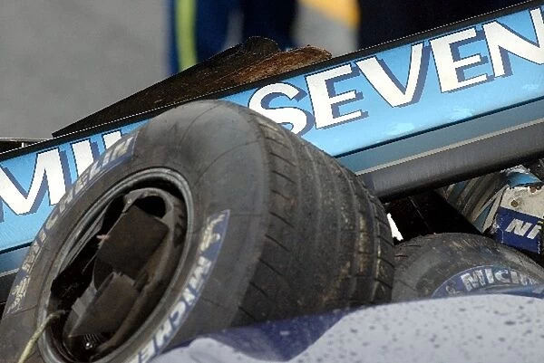 Formula One World Championship: Wreckage from the car of Fernando Alonso Renault R23