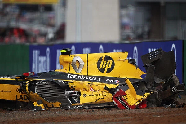 Formula One World Championship: The wrecked car of Vitaly Petrov Renault R30
