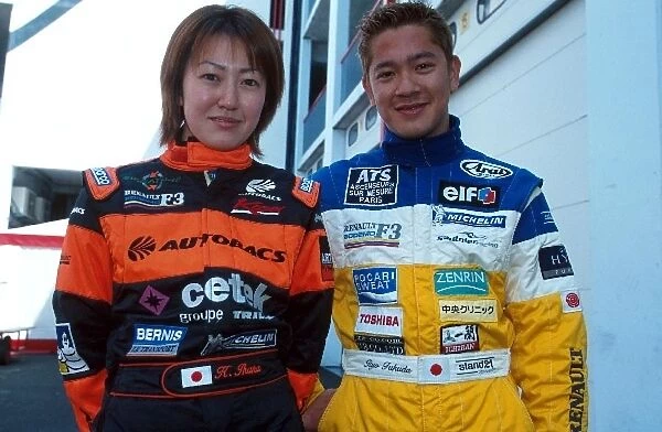 French Formula Three Championship: Race winner Ryo Fukuda, right, with Keiko Ihara
