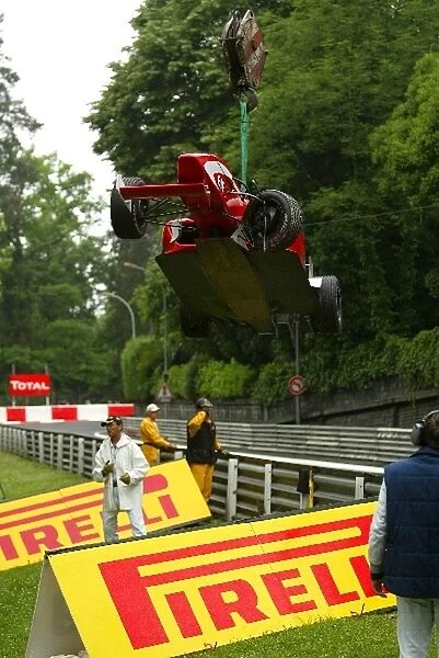 French Formula Renault: Jean-Francis Gagneraud CD Sport crashes during the damp practice session