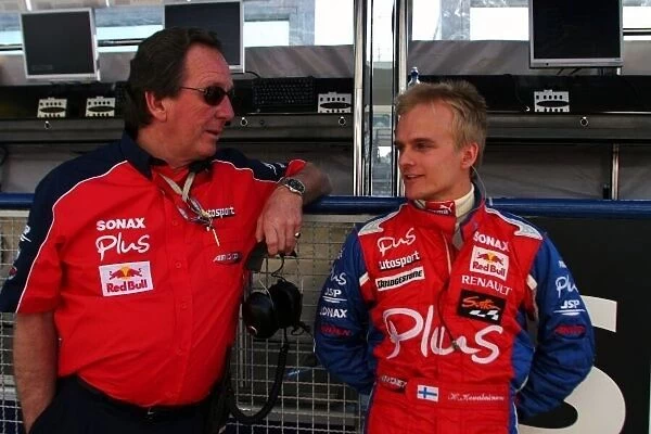 GP2. (L to R): Gary Horner (GBR) with Heikki Kovalainen (FIN) Arden International.