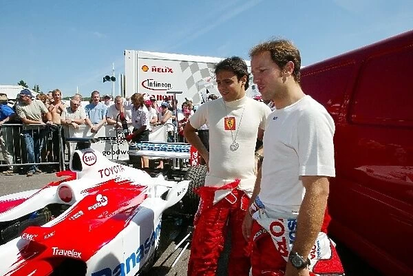 Goodwood Festival Of Speed: Felipe Massa Ferrari F2002 and Cristiano Da Matta Toyota TF103