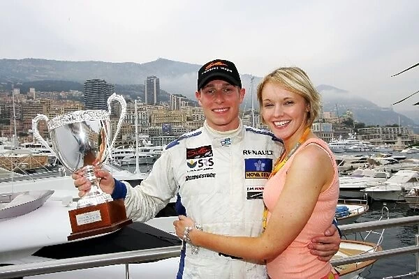 GP2: Adam Carroll Super Nova celebrates his win with his girlfriend Claire