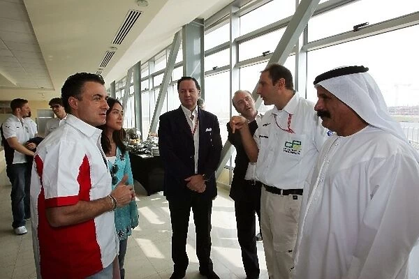 Gp2 Asia Dubai: Jean Alesi with his wife Kumiko, Luciano Secchi WIND Group and Bruno Michel GP2 Series Organiser and Saeed Khalfan Chairman