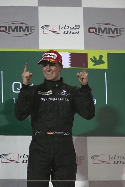 GP2 Asia Series: Race winner Nico Hulkenberg celebrates on the podium