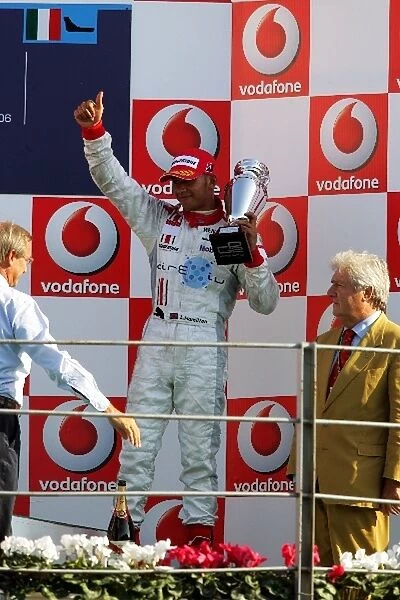 GP2: Third placed Lewis Hamilton ART Grand Prix celebrates on the podium