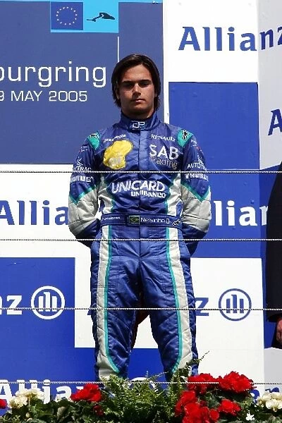 GP2: Third placed Nelson Angelo Piquet Hi-Tech Piquet Sports on the podium