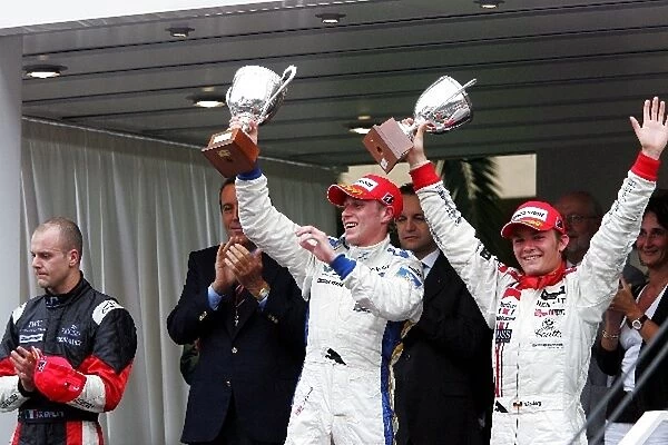 GP2: The podium: Gianmaria Bruni Coloni, second; Adam Carroll Super Nova, winner; Nico Rosberg ART, third