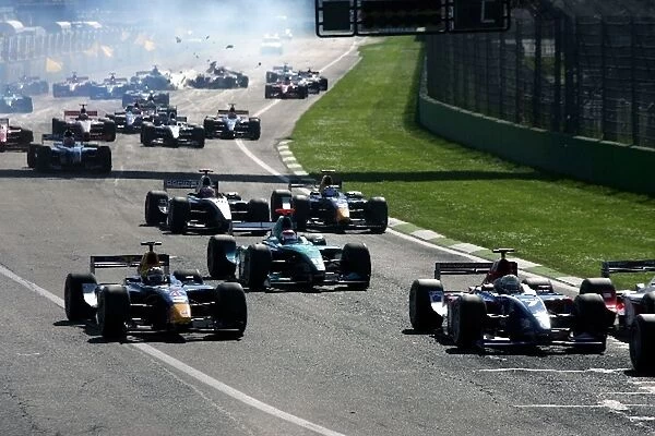 GP2 Series: A crash at the back of the field at the start