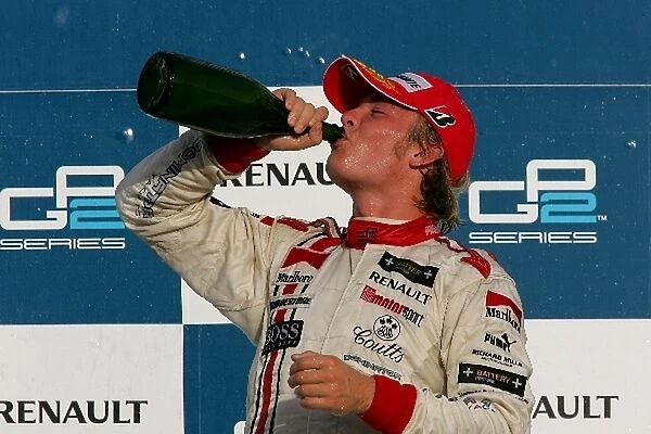 GP2 Series: First placed Nico Rosberg ART celebrates victory and winning the 2005 GP2 championship