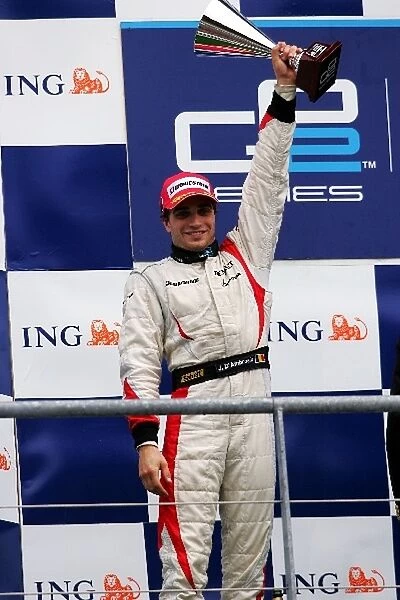 GP2 Series: Jerome D Ambrosio DAMS celebrates his second position on the podium