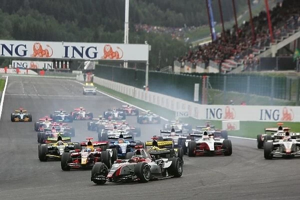 GP2 Series: Jerome D Ambrosio DAMS leads at the start of the race