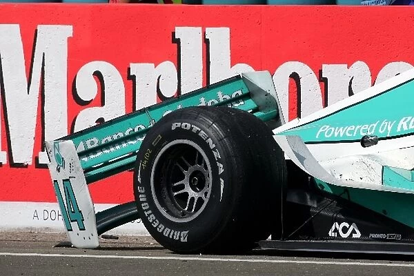 GP2 Series: Jose Maria Lopez DAMS crashes on the pit straight