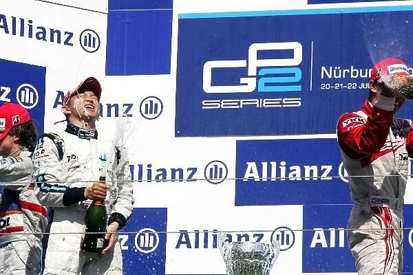 GP2 Series: Kohei Hirate Trident Racing chg second position on the podium