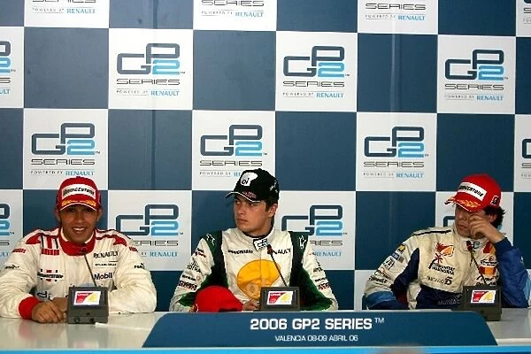 GP2 Series: Lewis Hamilton ART, Nelson Angelo Piquet Hi-Tech Piquet Sports and Adrian Valles Campos Racing