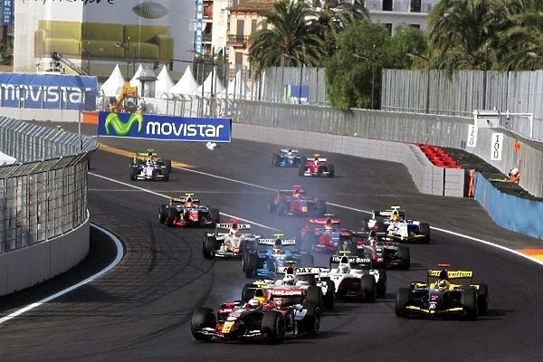 GP2 Series: Luca Filippi Trust Team Arden leads at the start of the race