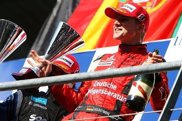 GP2 Series: Nico Hulkenberg ART Grand Prix celebrates his second position on the podium