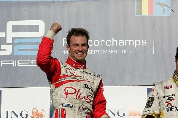 GP2 Series: Nicolas Lapierre Dams celebrates on the podium