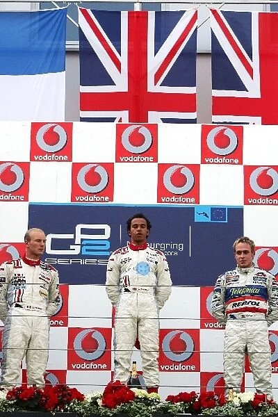 GP2 Series: The podium: Alexandre Premat ART Grand Prix, second; Lewis Hamilton ART Grand Prix, winner; Adam Carroll Racing Engineering, third
