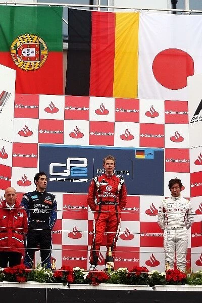 GP2 Series: The podium: Alvaro Parente Ocean Racing Technology, second; Nico Hulkenberg ART Grand Prix, race winner; Kamui Kobayashi DAMS, third