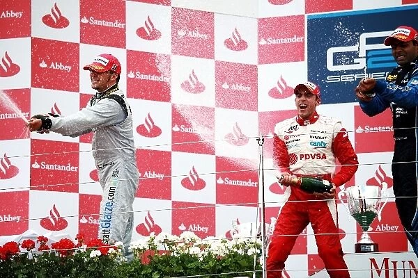 GP2 Series: The podium: Andi Zuber FMSI, second; Pastor Maldonado ART Grand Prix, race winner; Karun Chandhok Ocean Racing Technology, third