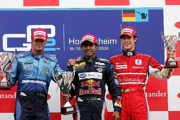 GP2 Series: The podium: Andreas Zuber Piquet Sports, second; Karun Chandhok iSport International, race winner; Bruno Senna iSport International