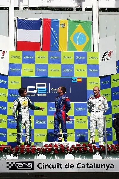 GP2 Series: The podium: Nelson Piquet Jnr. Piquet Sports, second; Ernesto Viso iSport International, race winner; Alexandre Premat ART Grand Prix, third