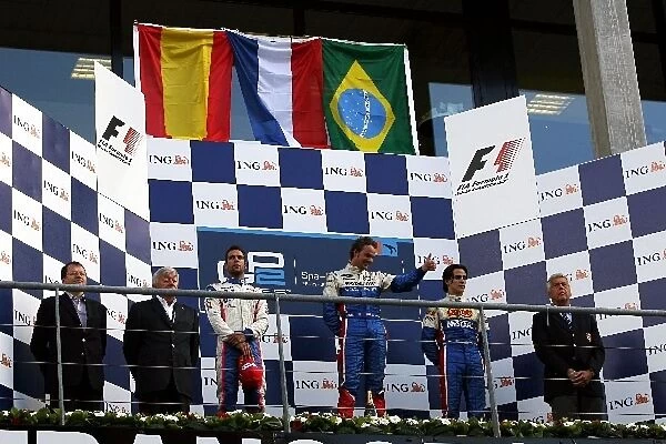 GP2 Series: The podium: Roldan Rodriguez Piquet GP, second; Giedo van der Garde iSport International, race winner; Diego Nunes iSport International
