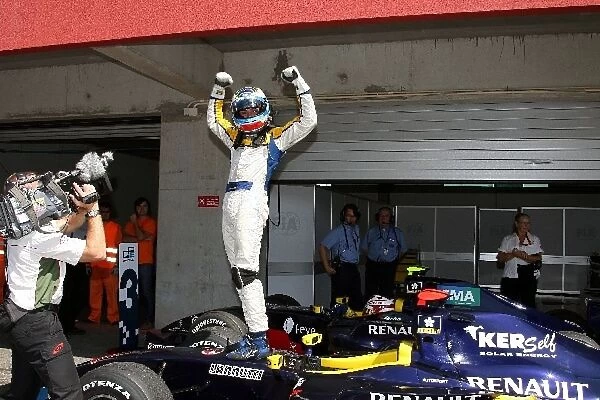 GP2 Series: Race winner Luca Filippi Super Nova Racing celebrates in Parc Ferme